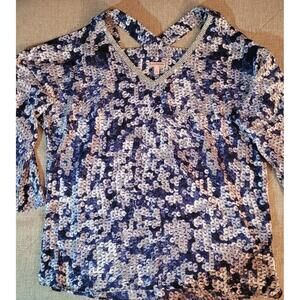 Juicy Couture Cold Shoulder Jeweled V-neck Blouse Small